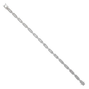 18ct White Gold 2.35ct Brilliant And Baguette Cut Diamond Bracelet 7"