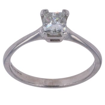 18ct White Gold 0.74ct Princess Cut Diamond Solitaire Ring