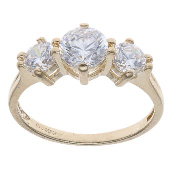 14ct Yellow Gold Cubic Zirconia Three Stone Ring