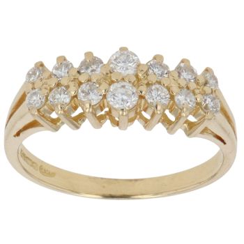 18ct Yellow Gold 0.45ct Brilliant Cut Diamond Two Row Ring