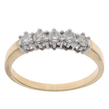 18ct Yellow Gold 0.50ct Brilliant Cut Diamond Five Stone Ring