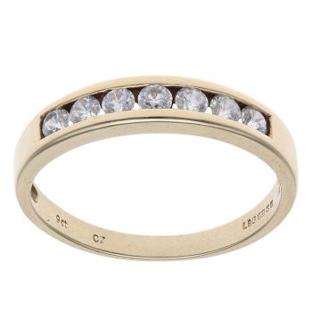 9ct Yellow Gold Cubic Zirocnia Half Eternity Ring