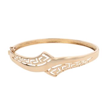9ct Yellow Gold Greek Key Wave Hinged Bangle