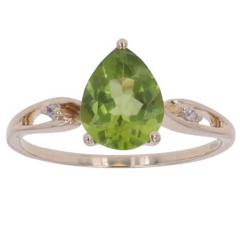 9ct Yellow Gold Cubic Zirconia and Peridot Solitaire Ring