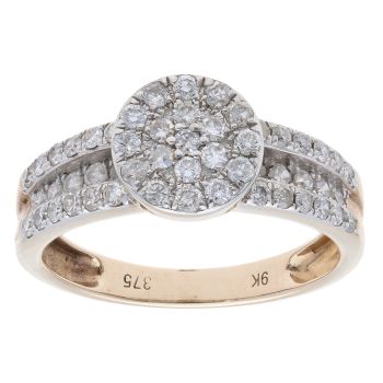 9ct Yellow Gold Diamond Cluster Ring by Anya Belle