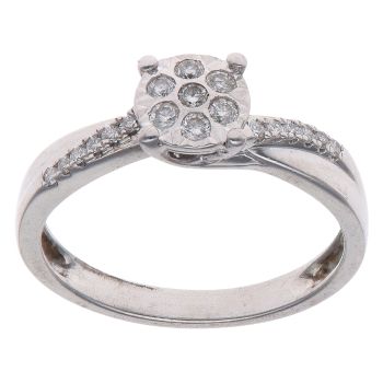 9ct White Gold 0.20ct Brilliant Cut Diamond Cluster Ring