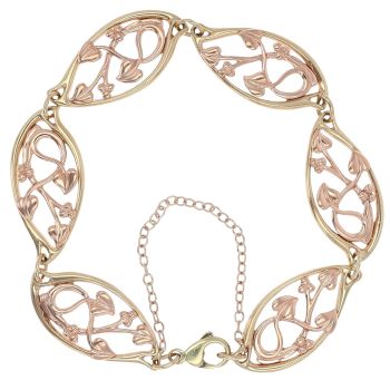 9ct Yellow and Rose Gold Vine Of Life Bracelet 7"