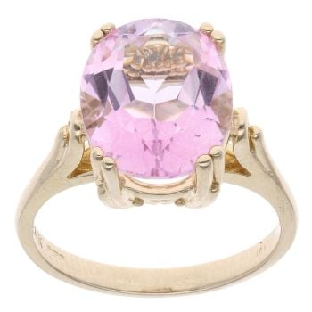 14ct Yellow Gold Pink Topaz Single Stone Ring