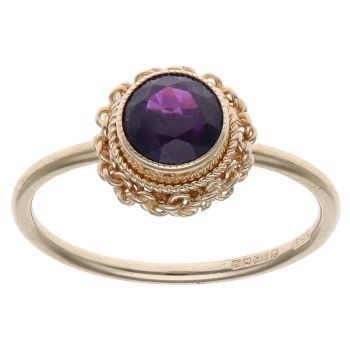 9ct Yellow Gold Amethyst Solitaire Ring