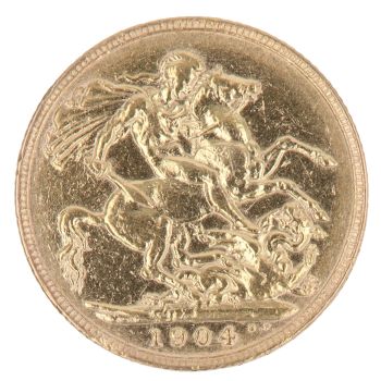 1904 Edward VII Large Head UK Full Sovereign Coin