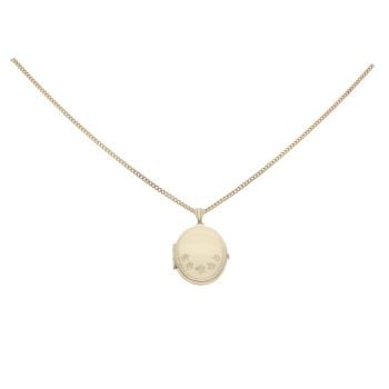 9ct Yellow Gold Locket Pendant And Curb Chain 20"