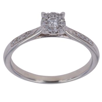 9ct White Gold 0.20ct Brilliant Cut Diamond Cluster Ring