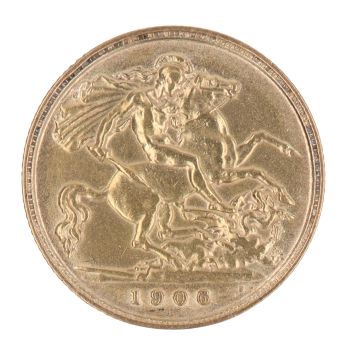 1906 Edward VII Large Head UK Half Sovereign Coin