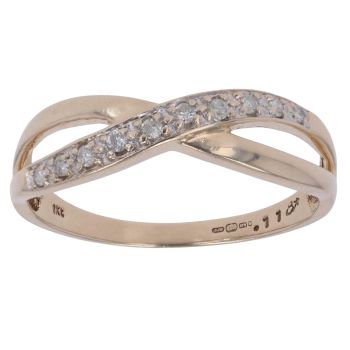 9ct Yellow Gold 0.11ct Diamond Crossover Ring