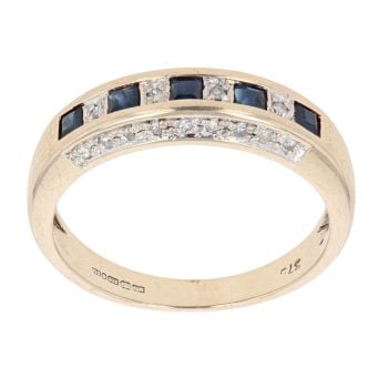 9ct Yellow Gold 0.20ct Diamond and Sapphire Dress Ring