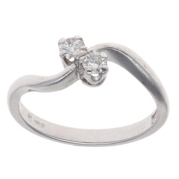 18ct White Gold 0.20ct Brilliant Cut Diamond Two Stone Ring