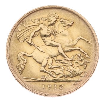 1912 George V Large Head UK Half Sovereign Coin