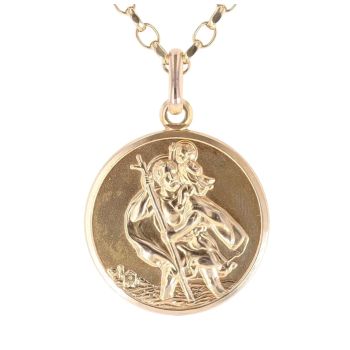 9ct Yellow Gold St Christopher Pendant and Chain 18"