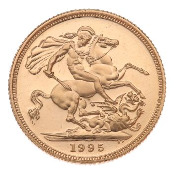 1995 Elizabeth II Third Portrait UK Full Sovereign Coin