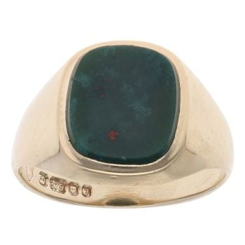9ct Yellow Gold Bloodstone Square Signet Ring