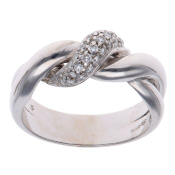18ct White Gold 0.25ct Brilliant Cut Diamond Crossover Ring