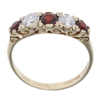 9ct Yellow Gold Cubic Zirconia And Garnet Ring