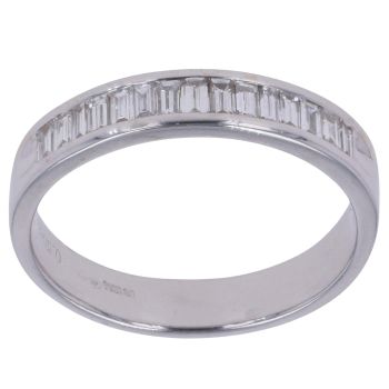 18ct White Gold 0.50ct Baguette Cut Diamond Half Eternity Ring