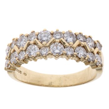 18ct Yellow Gold 1.50ct Brilliant Cut Diamond Two Row Ring