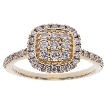 9ct Yellow Gold 0.60ct Brilliant Cut Diamond Cluster Ring