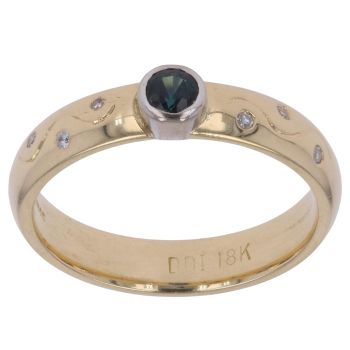 18ct Yellow Gold 0.05ct Diamond and Sapphire Solitaire Ring
