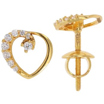 22ct Yellow Gold Cubic Zirconia Heart Stud Earrings