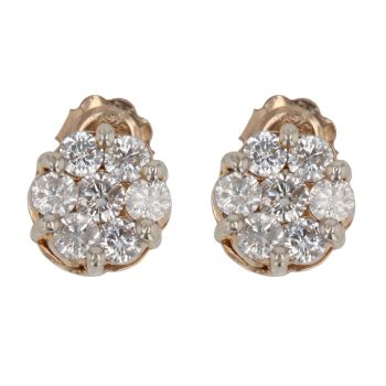9ct Yellow Gold 2.25ct Brilliant Cut Diamond Cluster Earrings