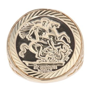 9ct Yellow Gold St George Coin Ring