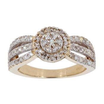 9ct Yellow Gold 0.64cts Diamond Cluster Ring by Anya Belle