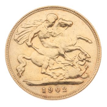 1902 Edward VII Large Head Half Sovereign Coin