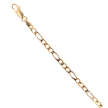 14ct Yellow and White Gold Figaro Bracelet 7.5"