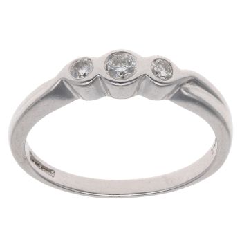 9ct White Gold 0.20ct Brilliant Cut Diamond Trilogy Ring