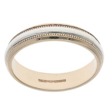 9ct Yellow And White Gold 4.6mm Wedding Band