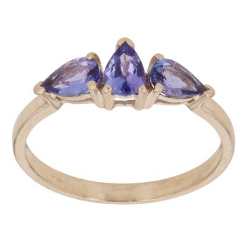 9ct Yellow Gold Tanzanite Three Stone Ring