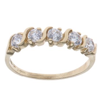 9ct Yellow Gold Five Stone Cubic Zirconia Ring