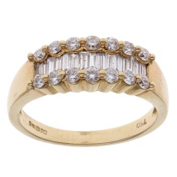 18ct Yellow Gold 1.00ct Brilliant and Baguette Cut Diamond Fancy Ring