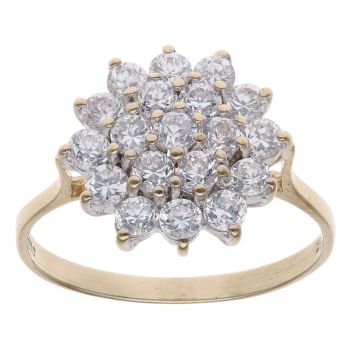 9ct Yellow Gold Cubic Zirconia Cluster Ring