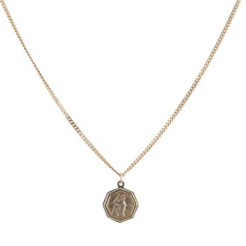 9ct Yellow Gold St Christopher Pendant and Chain 16"