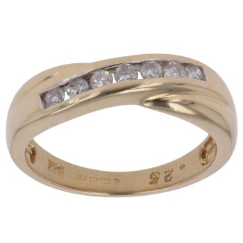 18ct Yellow Gold 0.25ct Brilliant Cut Diamond Crossover Ring