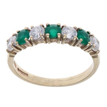 9ct Yellow Gold Created Emerald and Cubic Zirconia Eternity Ring