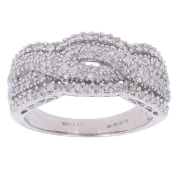 9ct White Gold 0.75ct Brilliant and Single Cut Diamond Fancy Ring