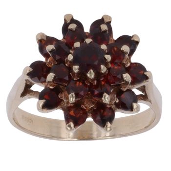 9ct Yellow Gold Garnet Cluster Ring