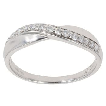 9ct White Gold 0.33ct Brilliant Cut Diamond Crossover Ring