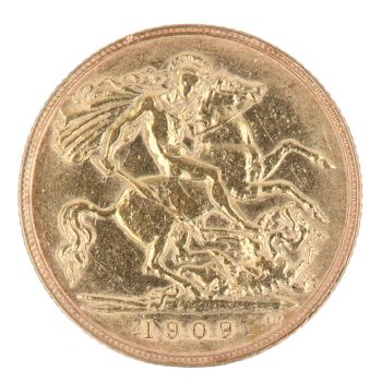 1909 Edward VII Large Head UK Half Sovereign Coin