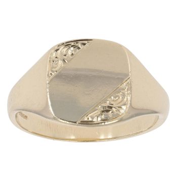 9ct Yellow Gold Patterned Signet Ring